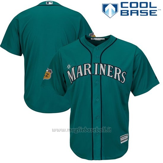 Maglia Baseball Uomo Seattle Mariners Aqua 2017 Allenamento Primaverile Cool Base